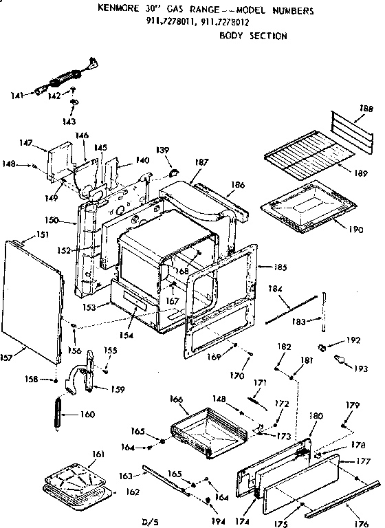 Kenmore 9117278011 body section diagram