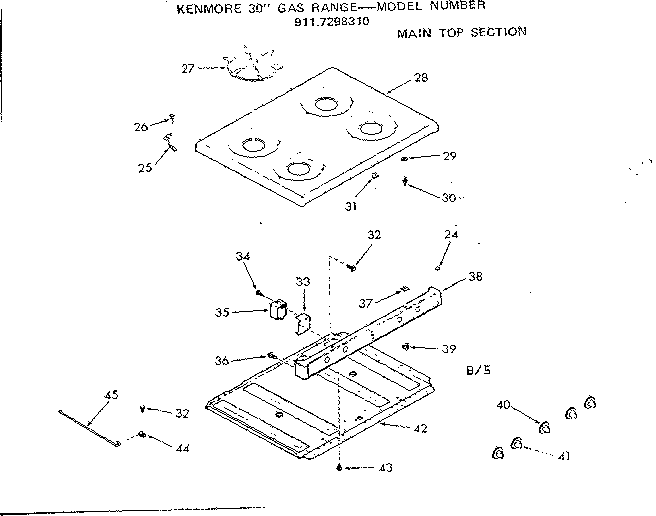 Kenmore 9117298310 main top section diagram