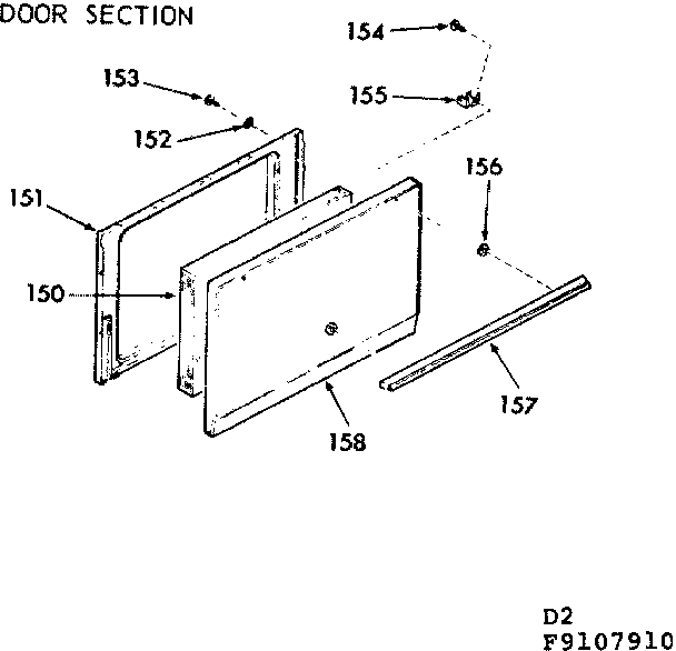 Kenmore 9119107910 oven door section diagram