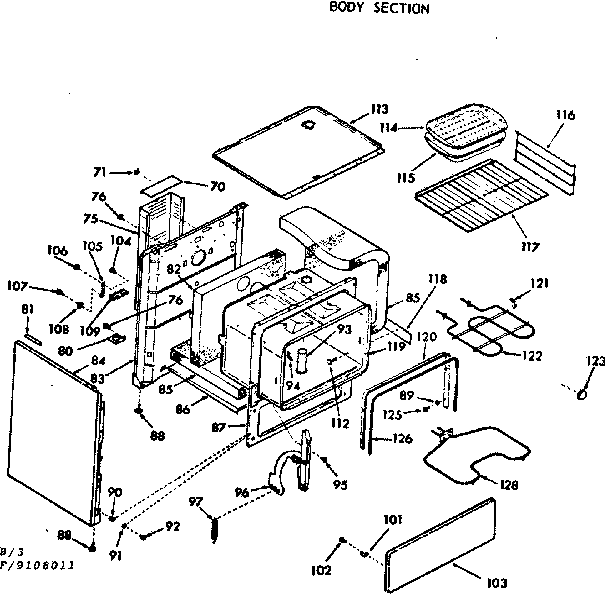 Kenmore 9119108011 body section diagram