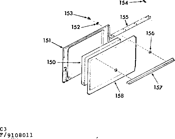 Kenmore 9119108011 oven door section diagram