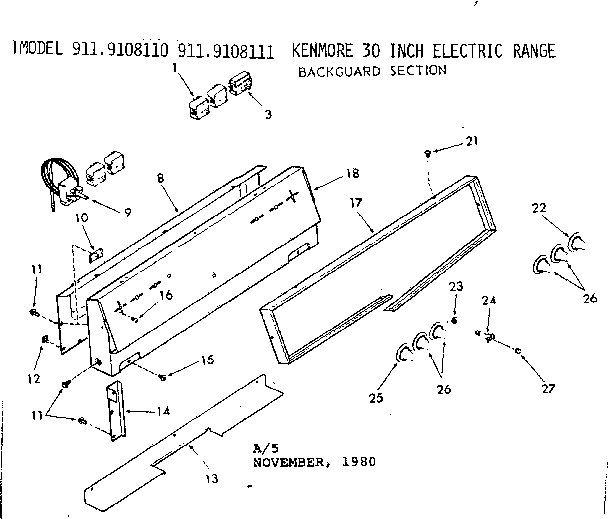 Kenmore 9119108111 backguard section diagram