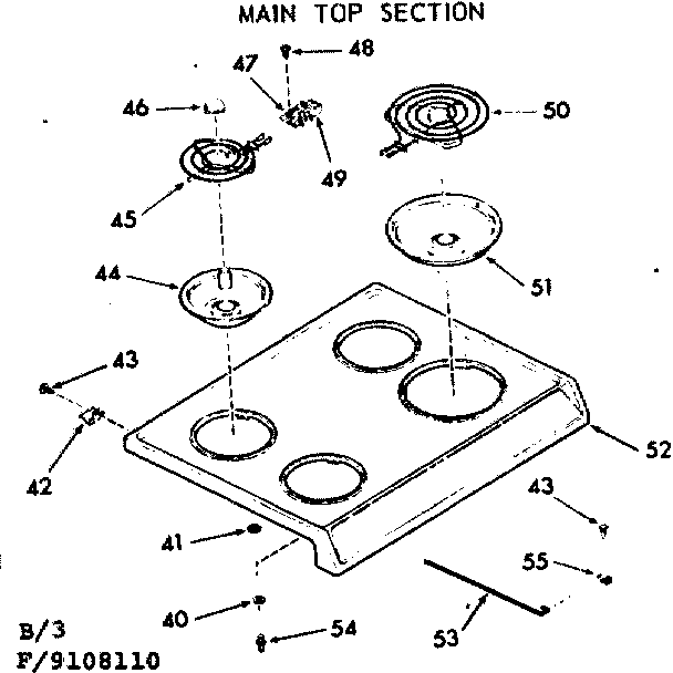 Kenmore 9119108111 main top section diagram