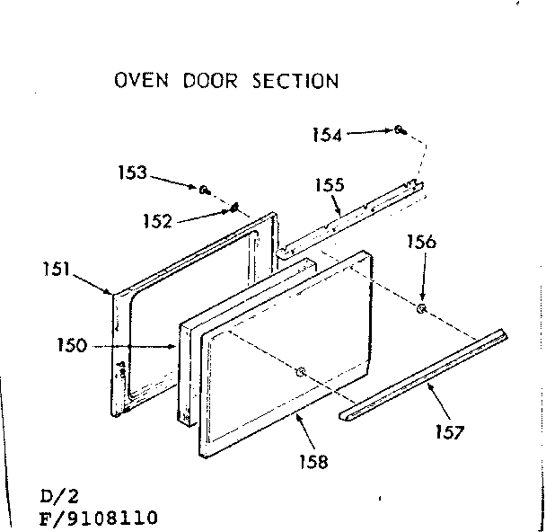 Kenmore 9119108111 oven door section diagram