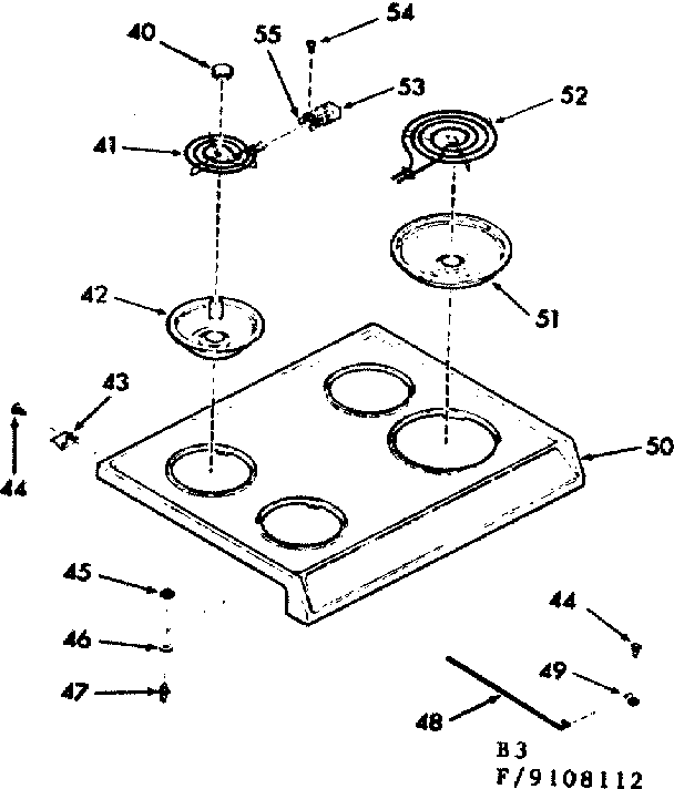 Kenmore 9119108112 main top section diagram
