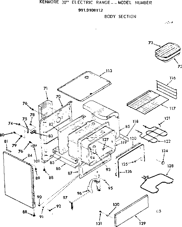 Kenmore 9119108112 body section diagram