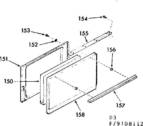 Kenmore 9119108112 oven door section diagram