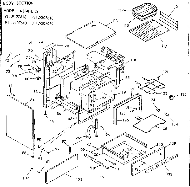 Kenmore 9119127610 body section diagram