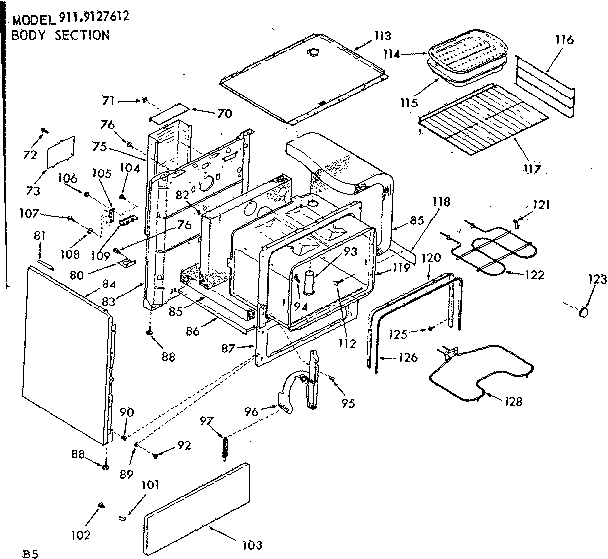 Kenmore 9119127612 body section diagram