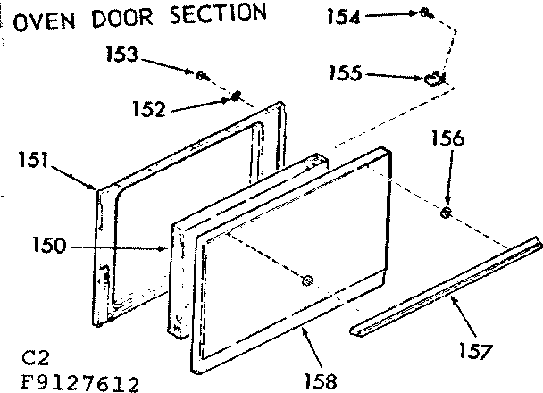 Kenmore 9119127612 oven door section diagram