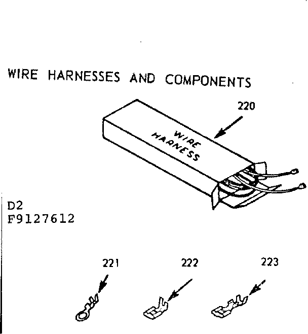 Kenmore 9119127612 wire harnesses and components diagram