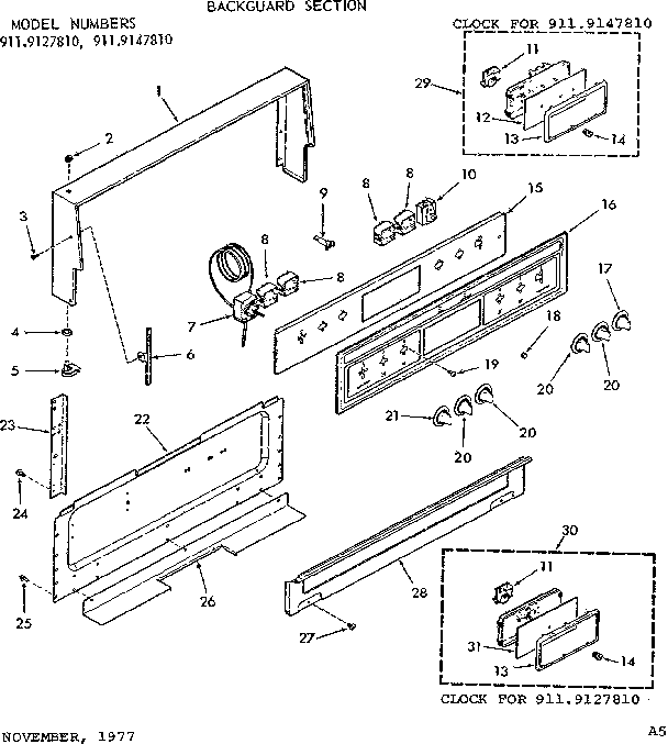 Kenmore 9119127810 backguard section diagram