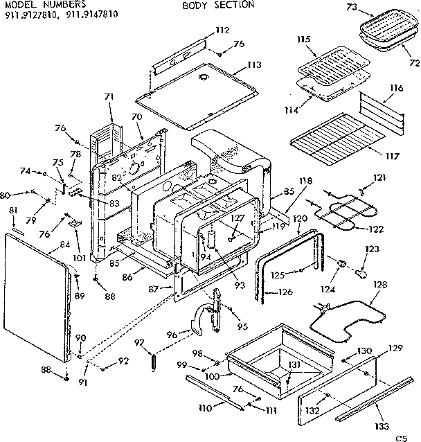 Kenmore 9119127810 body section diagram