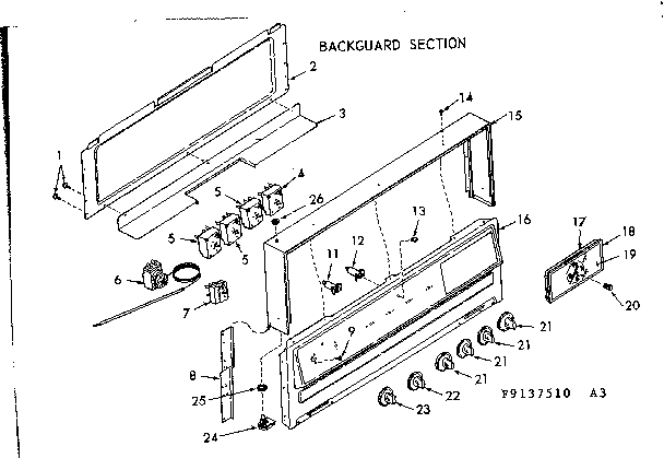 Kenmore 9119137560 backguard section diagram