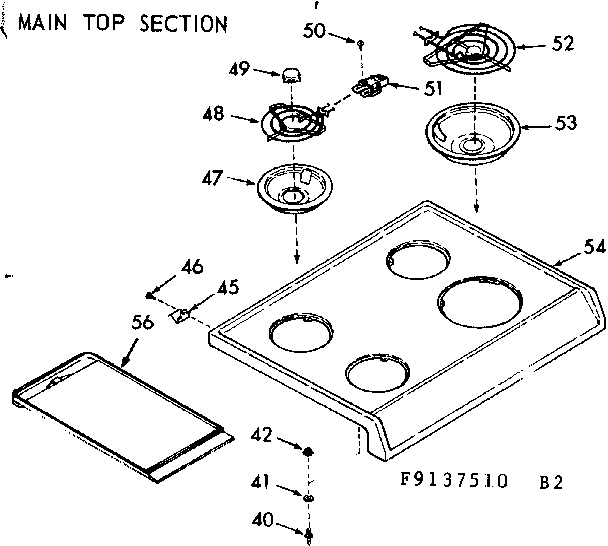 Kenmore 9119137560 main top section diagram