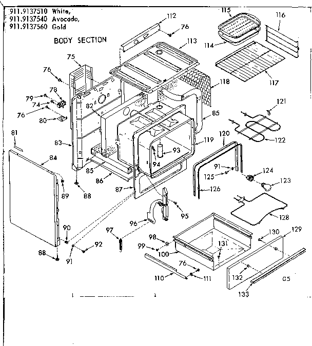 Kenmore 9119137560 body section diagram
