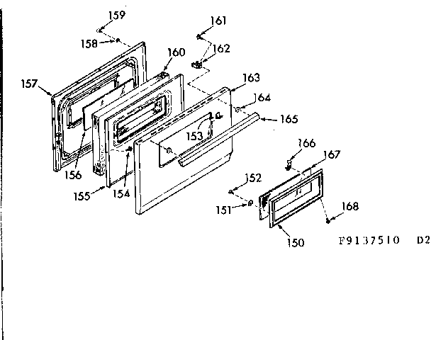 Kenmore 9119137560 oven door section diagram