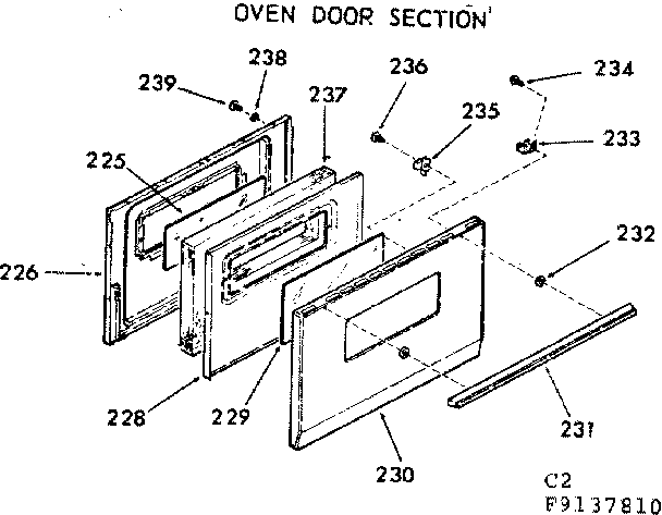 Kenmore 9119217810 oven door section diagram