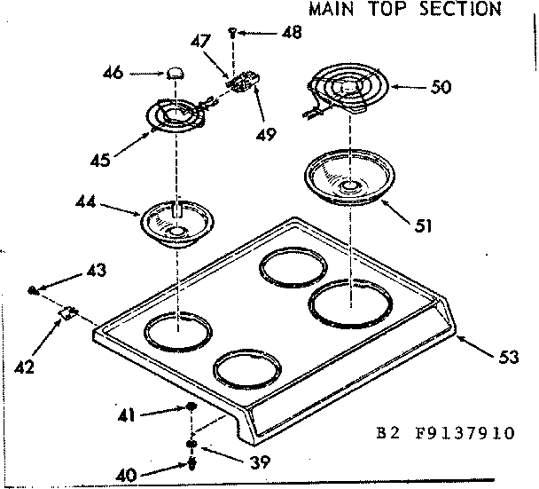 Kenmore 9119137910 main top section diagram
