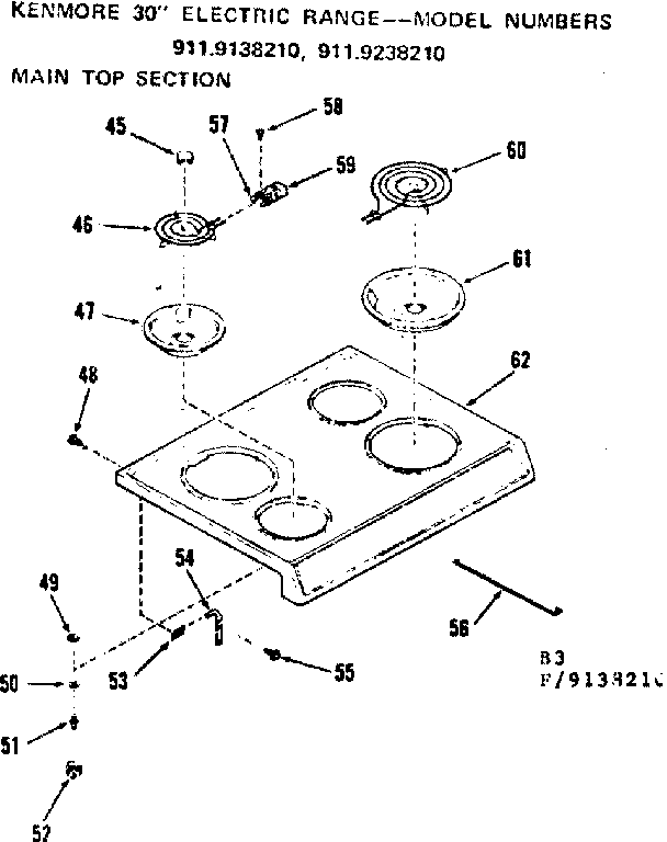 Kenmore 9119138210 main top section diagram