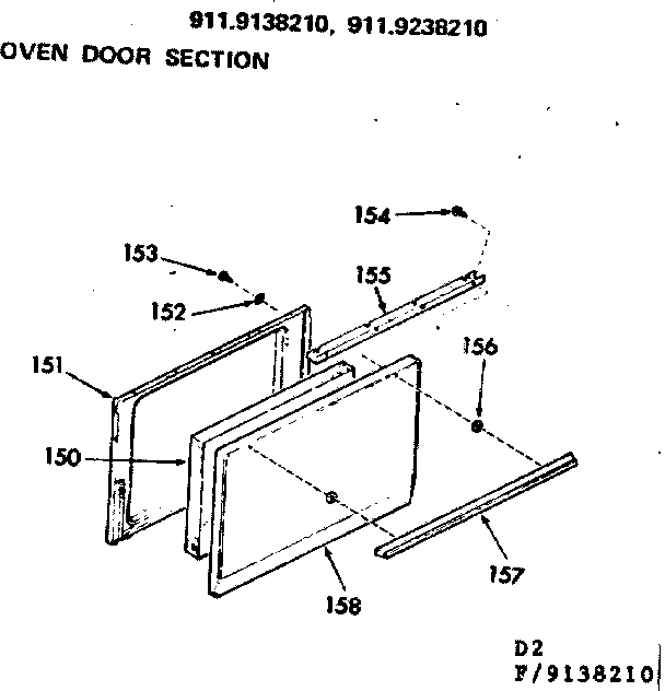 Kenmore 9119138210 oven door section diagram