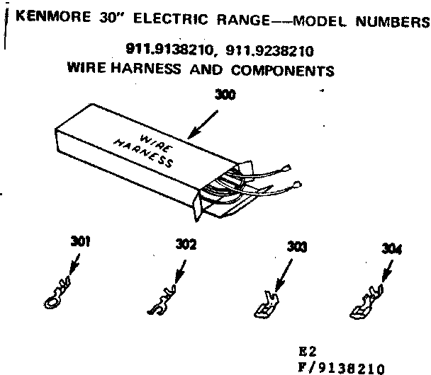 Kenmore 9119138210 wire harness and components diagram