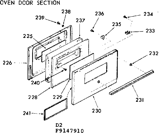 Kenmore 9119147910 oven door section diagram