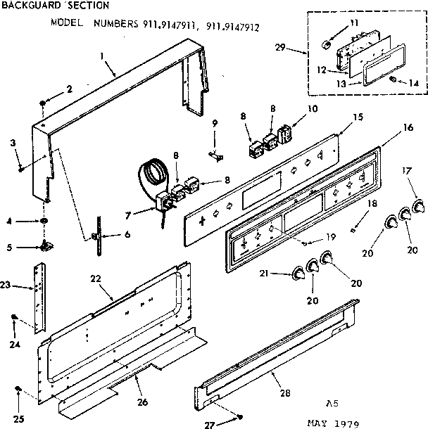 Kenmore 9119147912 backguard section diagram