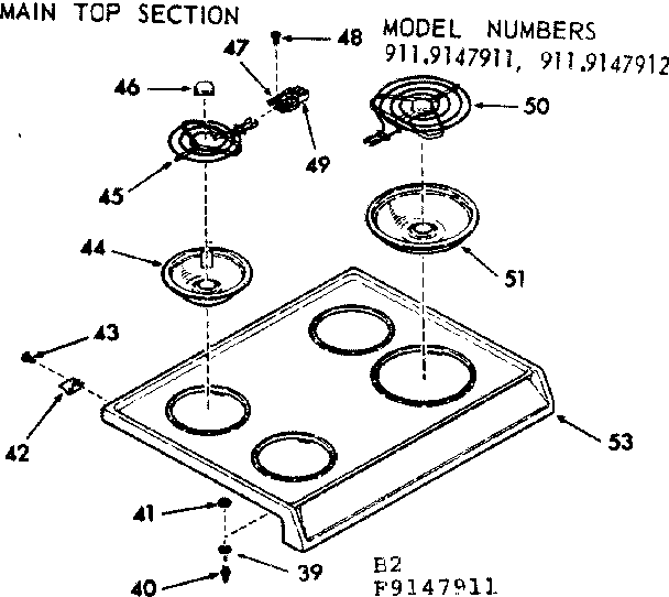 Kenmore 9119147912 main top section diagram