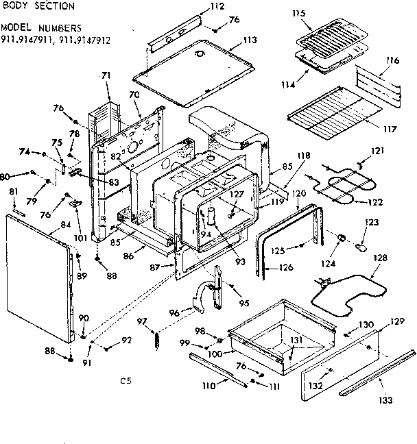 Kenmore 9119147912 body section diagram