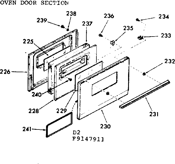 Kenmore 9119147912 oven door section diagram