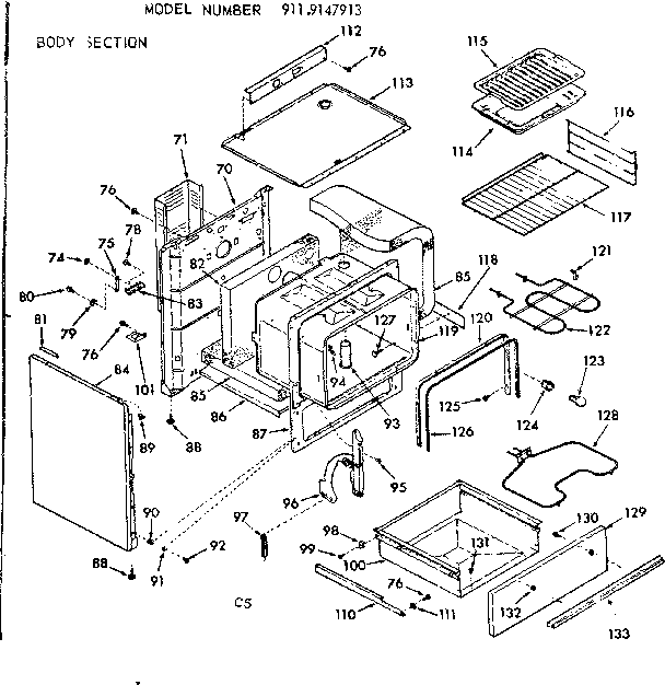 Kenmore 9119147913 body section diagram