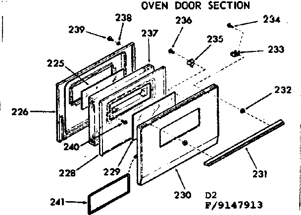 Kenmore 9119147913 oven door section diagram