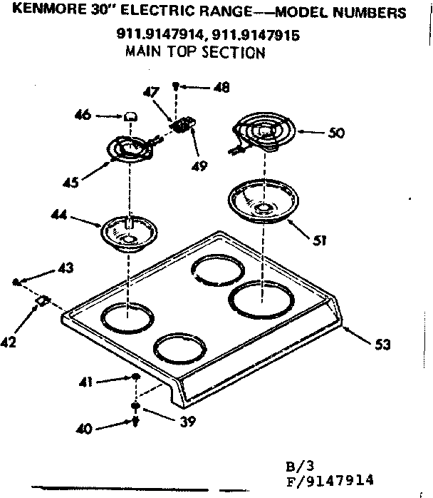 Kenmore 9119147914 main top section diagram