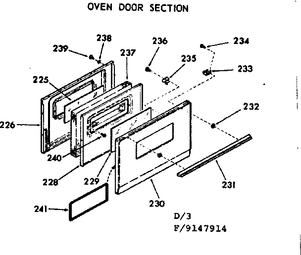 Kenmore 9119147914 oven door section diagram