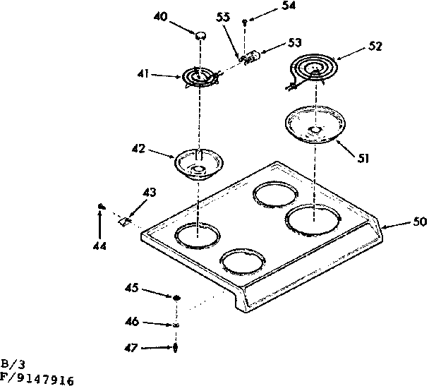 Kenmore 9119147916 main top section diagram