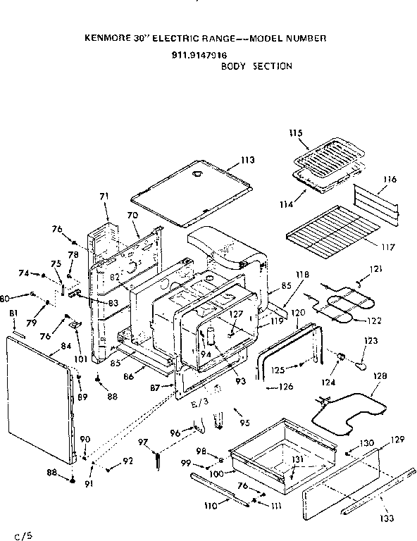 Kenmore 9119147916 body section diagram