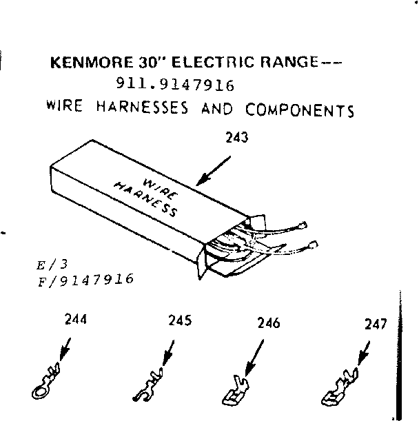 Kenmore 9119147916 wire harnesses and components diagram