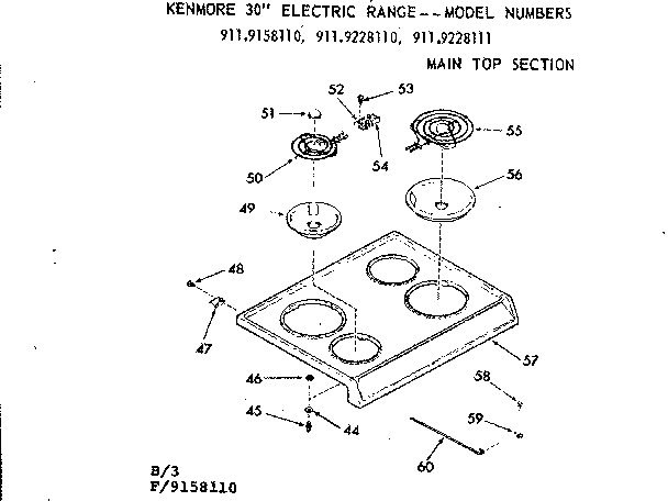 Kenmore 9119228110 main top section diagram