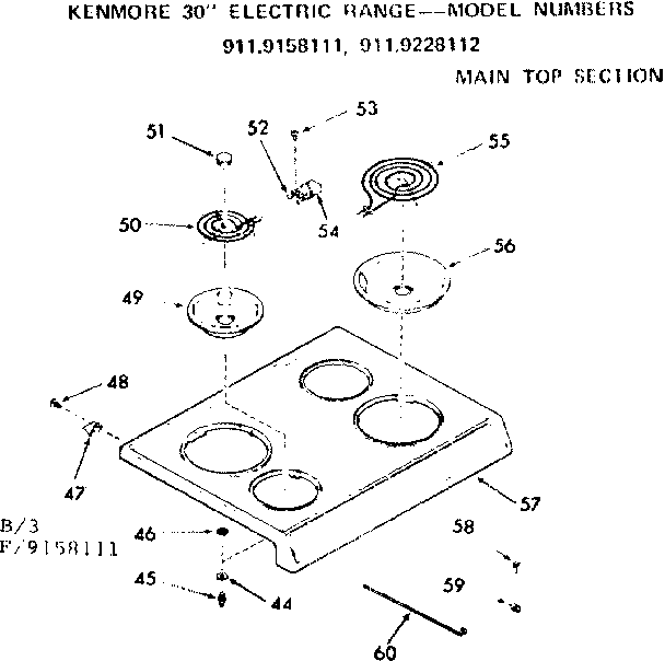 Kenmore 9119228112 main top section diagram
