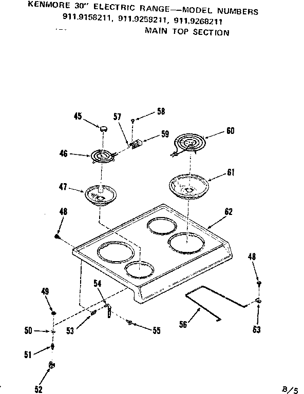 Kenmore 9119258211 main top section diagram