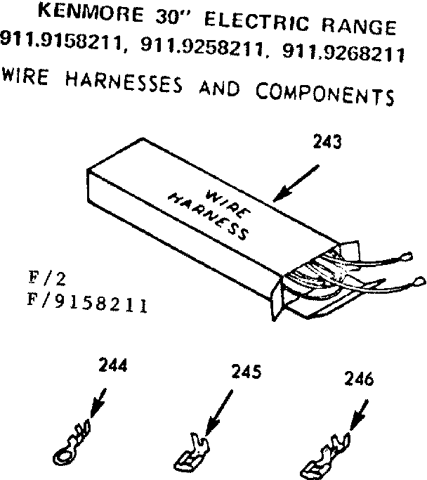 Kenmore 9119258211 wire harnesses and components diagram