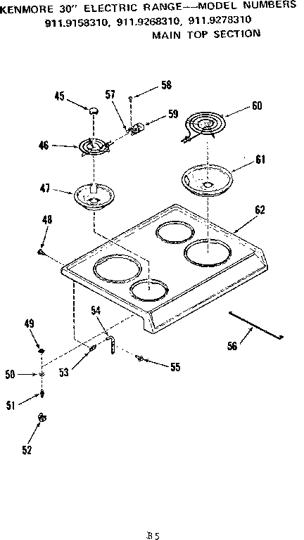Kenmore 9119158310 main top section diagram