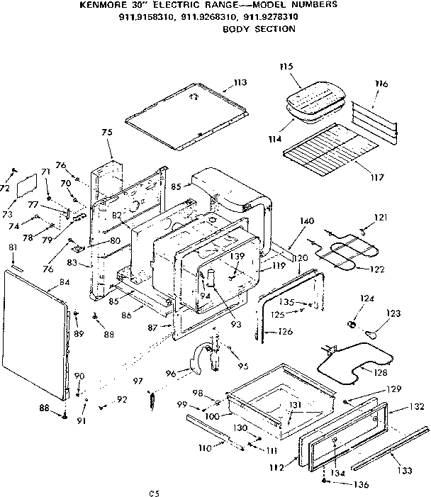 Kenmore 9119158310 body section diagram