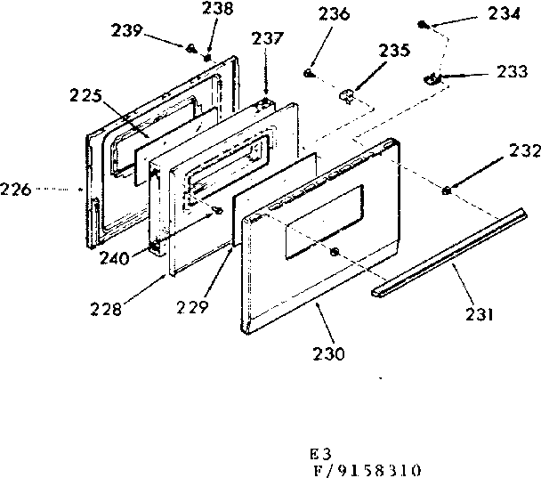 Kenmore 9119158310 oven door section diagram