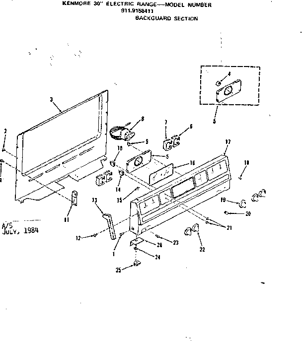 Kenmore 9119158411 backguard section diagram
