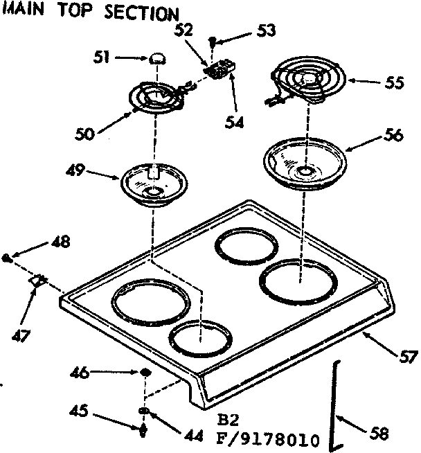 Kenmore 9119178010 main top section diagram