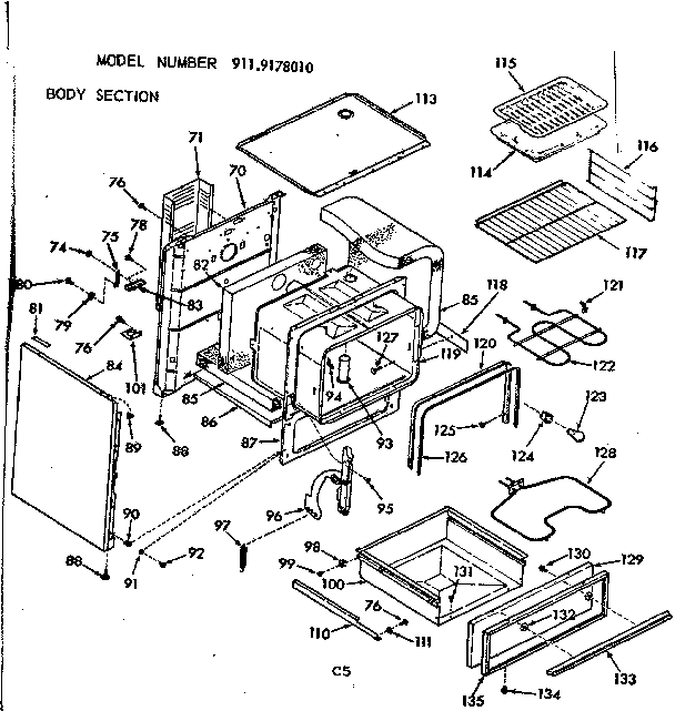 Kenmore 9119178010 body section diagram