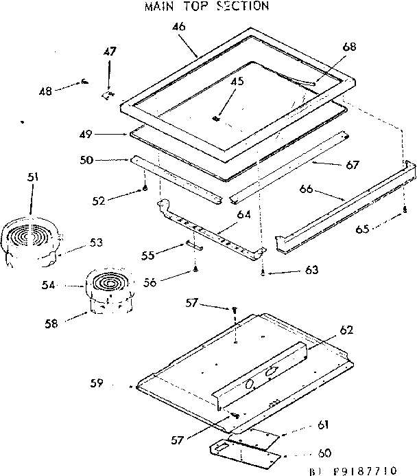 Kenmore 9119187710 main top section diagram