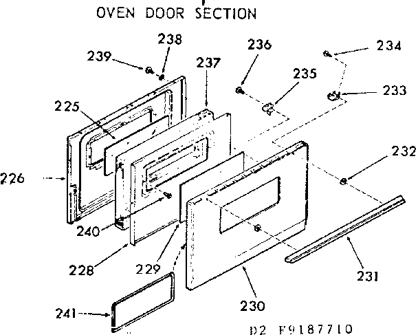 Kenmore 9119187710 oven door section diagram